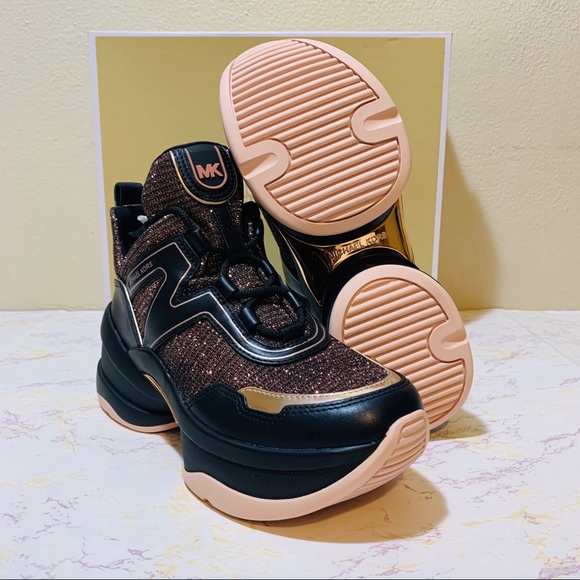 olympia glitter and leather trainer